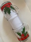 12 vintage*Clear Glass Holly~Berry~Ribbon CUPS*Christmas — photo 2