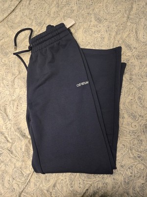 Off-White Windy Arrow Logo Sweatpants Navy Blue White Size L NWT