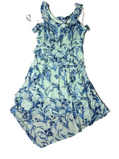 Tommy Hilfiger Dress Womens Size 16 Blue Floral 53" Long Sleeveless