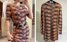 Chanel knitted Mini dress fits M (FR38, US 6 - 8) ribbed Long sleeve multicolor