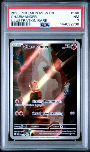 2023 POKEMON MEW EN-151 ILLUSTRATION RARE #168 CHARMANDER PSA 7
