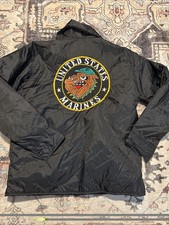 Vintage USMC Marines Satin Jacket Men s Large Medium Black Bulldog