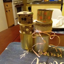 Floral Garden Burlap Ribbon Spool Lot 1.5in 2in 3/8in Burlap Assorted Sizes