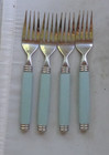 Vintage Lot 4 Light Blue Lucite Handle Stainless Flatware Forks Silverware MCM — photo 2