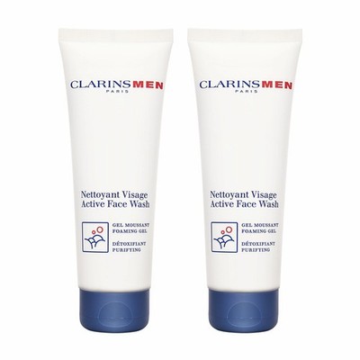 2X Clarins Men Active Face Wash (Foaming Gel-Purifying) 4.4oz, 125ml
