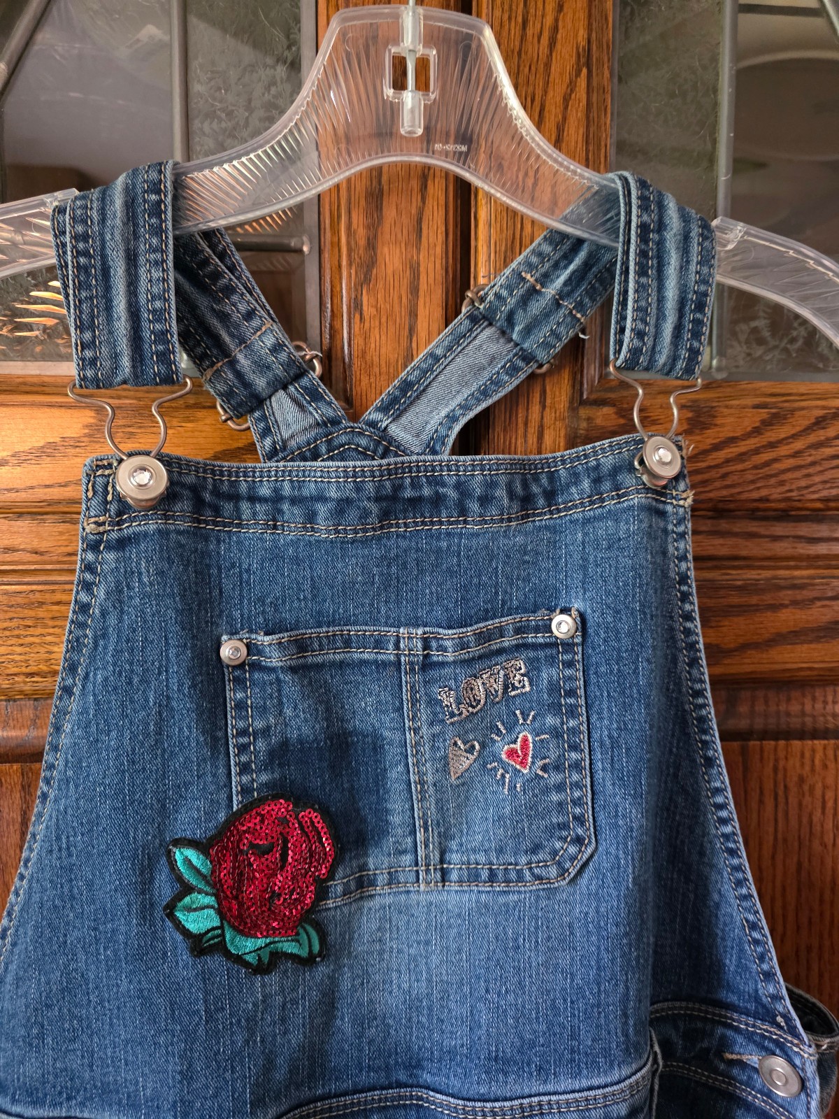 Juniors Wonder Nation overall denim stretch jeans, Size XL p