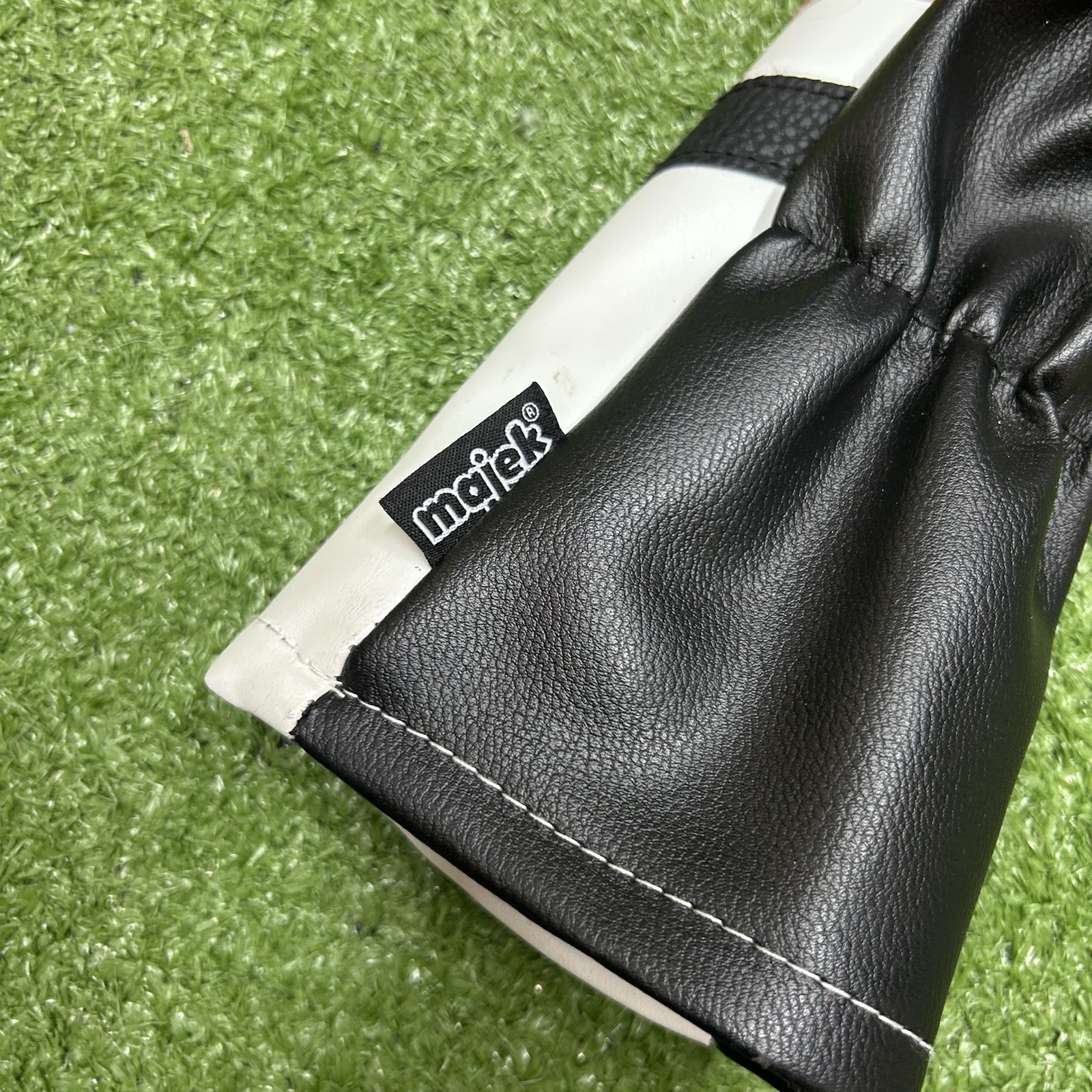 Majek Retro Golf #5 Fairway Wood Headcover White Red Black Vintage Leather Style