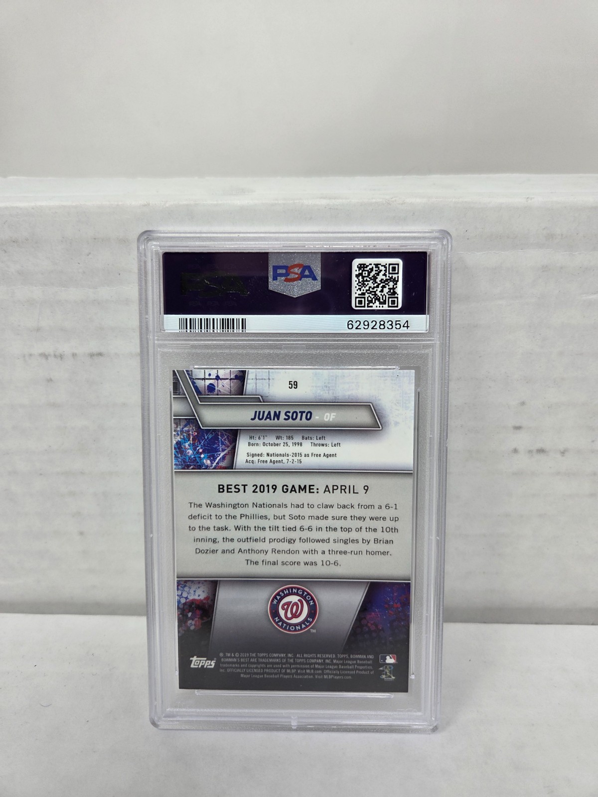 2019 Bowman's Best JUAN SOTO PSA 10 GEM MINT view 2