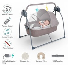 NEW 5-Speed Electric Baby Cradle Swing &ndash; Remote Controlled Musical Rocking Bed