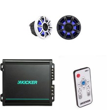 Kicker Premium Marine 6.5" Speaker and Amplifier bundle Includes LED Remote ...
