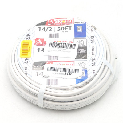 Arizona Electrial Solutions 50ft. 14/2 Type NM-B Copper Electrical Cable | White