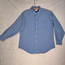 Vintage LL Bean Button Down Men's L Long Sleeve Blue Gingham Check Cotton Shirt