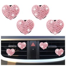 4PCS Heart-Shaped Car Vent Clips with 1 Count Pack of 1 , Pink