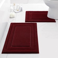 HOMEIDEAS 2-Piece Bathroom Rug Set, Super Soft Absorbent Non-Slip Microfiber