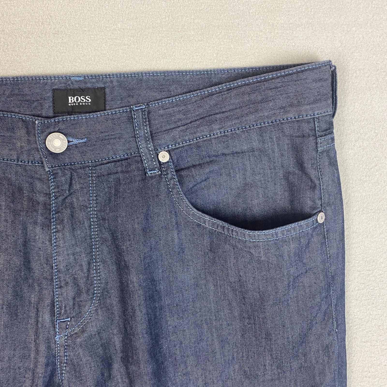 Hugo Boss Maine Trousers Mens W34 L32 Blue Grey Stretch Straight Leg thumbnail 3