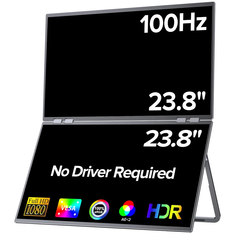 EVICIV 23,8 Zoll 100Hz Tragbarer Monitore 1080P Display Dual Screen IPS Für Game
