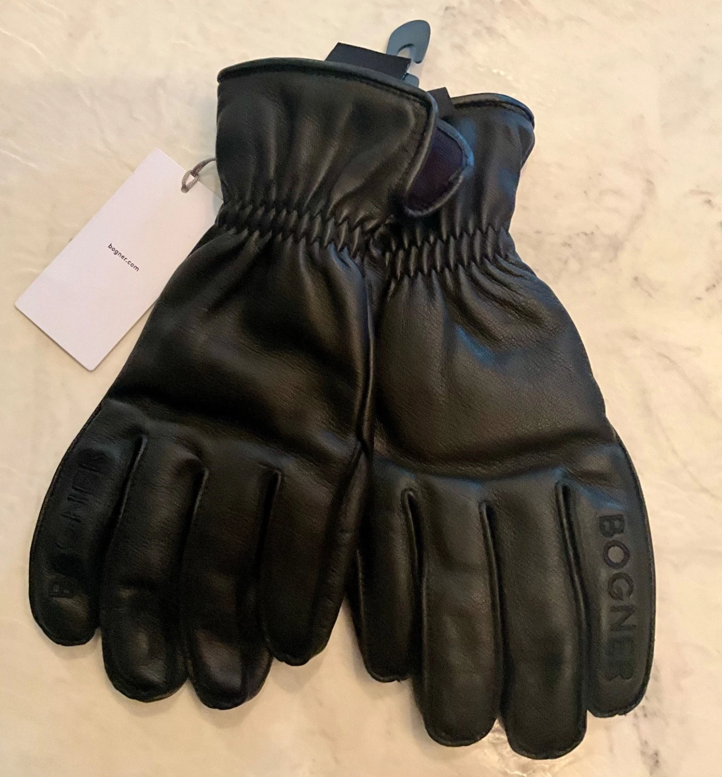 NWT BOGNER TOBIN BLACK MENS LEATHER GLOVES SZ US S/M EU 8.5