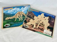 2 New Dinosaur Woodcraft Construction Kits Wooden 3D Model Puzzles Gifts