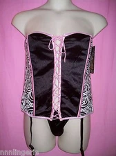 Naughty and Nice Lingerie Famous Maker Floral Plus Size Zebra Bustier And Thong