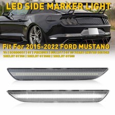 For 2015-2022 Ford Mustang Led Rear Bumper Side Marker Lights Clear Len White