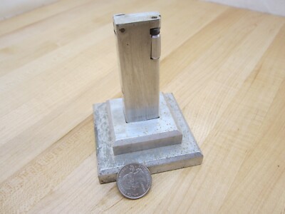 Vintage Art Deco Aluminum Block Table Lighter Very Unique. With Stand. RARE!