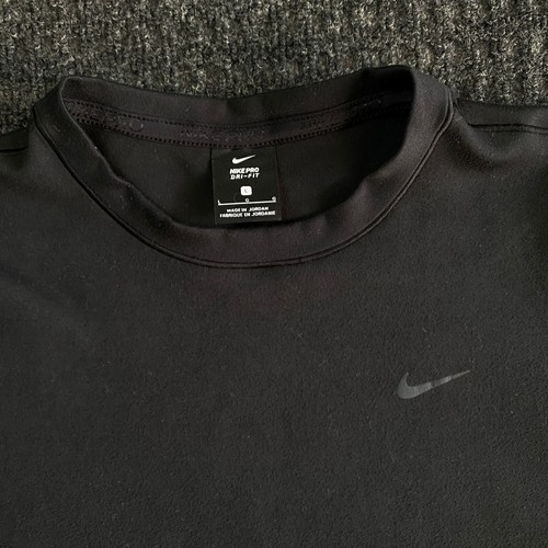 Womens Nike Pro Dri Fit Long Sleeve Shirt Crew Training Black L Thick Warm - Picture 2 of 9