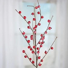Factory Direct Craft Package of 2 ICY Artificial Red Berry Embellishing Pic