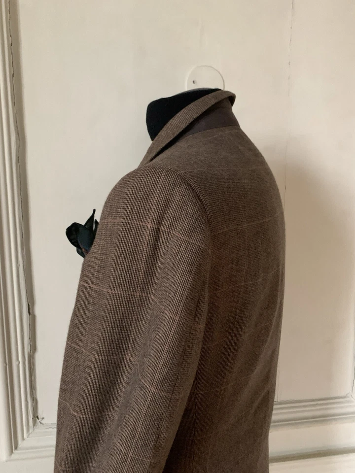 Impresionante Traje Ralph Lauren Etiqueta Púrpura 2 Piezas En Lana Marrón Glen Check Foto 4 de 4