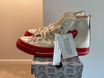 Converse X COMME Des Garçons  Chuck 70 Hi Prestine Red Egret Men s 9  Women 11