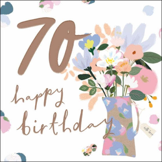 Flower Vase 70th Happy Birthday Card – Stephanie Dyment Illustrated Artwork