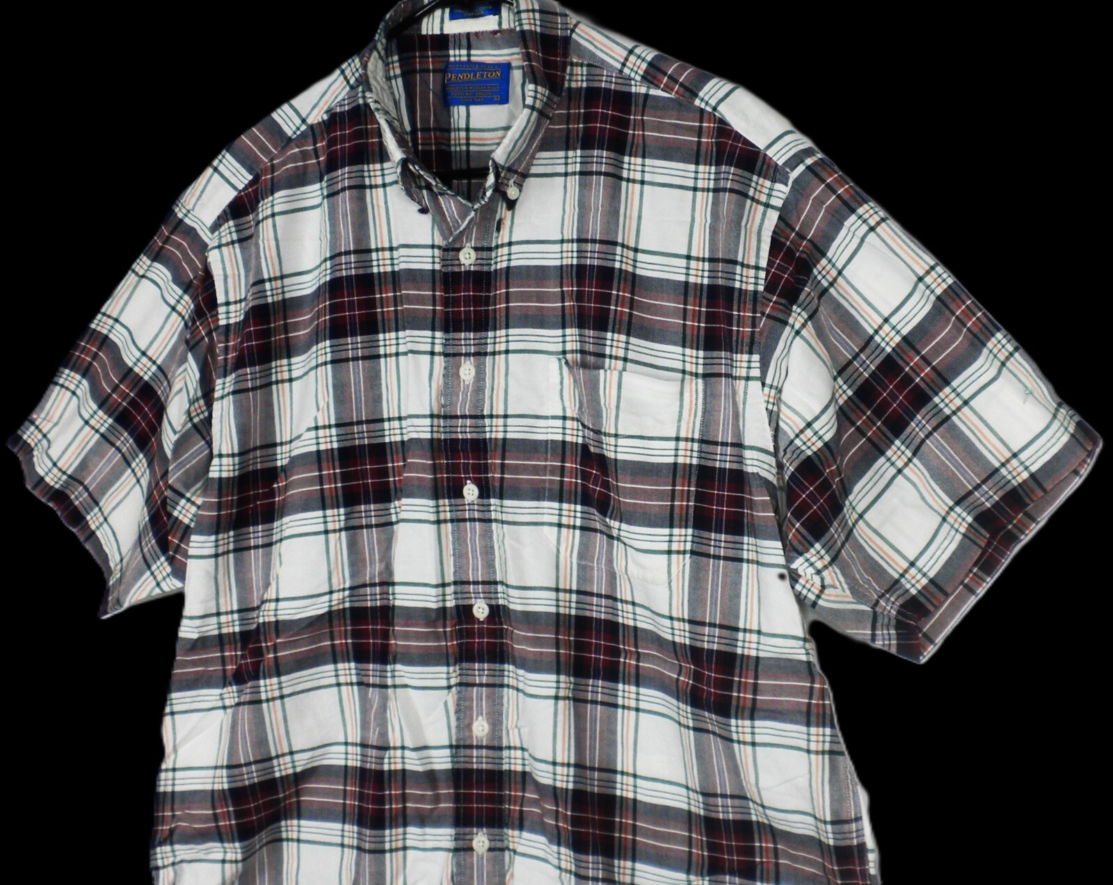 Pendleton Men's Maroon Plaid Button-down  Short S… - image 3