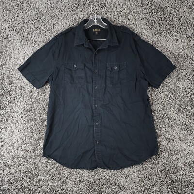 Helix Mens Black Striped Athletic Fit Short Sleeve Button Up Size XL | eBay