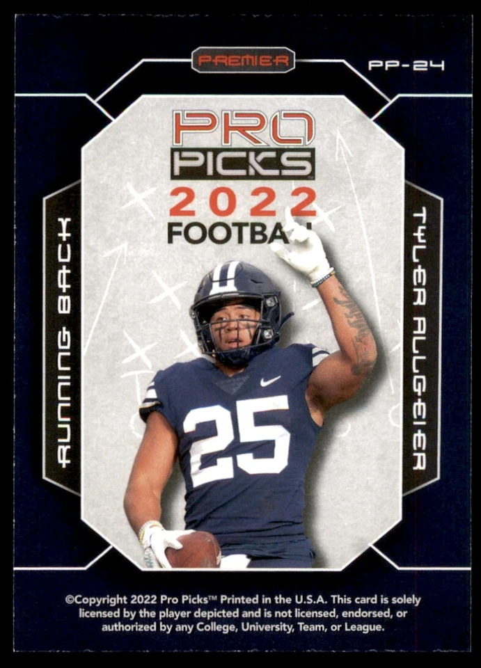TYLER ALLGEIER 2022 Pro Picks Premier Rookie Card RC #PP-24 Atlanta Falcons - Image 2 of 2