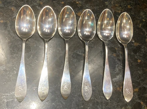 Set Of 6 Sterling Silver Lunt Jefferson 5 3/4” Teaspoons - 925