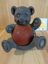 Teddy Bear Night Light Table Lamp 6" Cast Iron Metal Amber Glow Belly