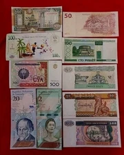  LOT 10 DIFFERENT WORLD PAPER MONEY BANKNOTES CURRENCY  UNC  FREE SHipping 