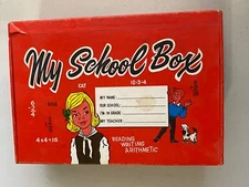 Vintage 1960s My School Box Student Classroom Pencil Box Original Supplies USA 