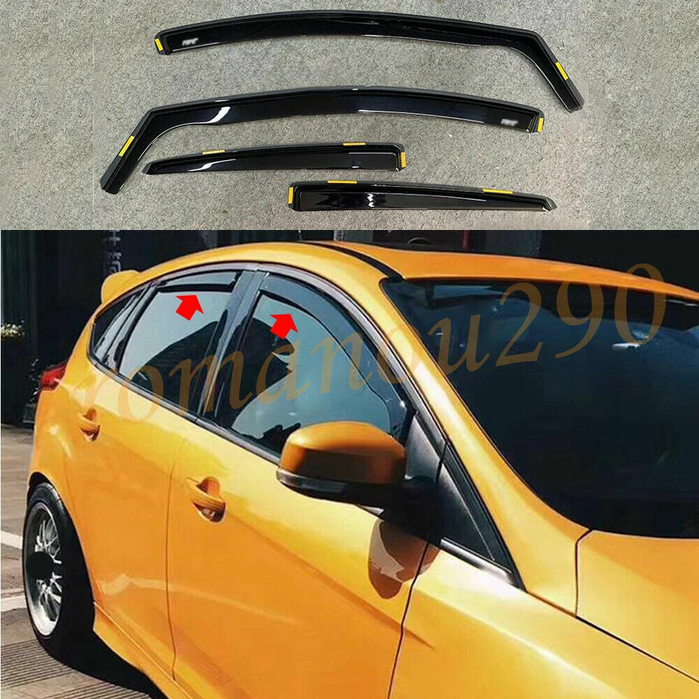 For Ford Focus RS ST 2012 2018 Black Window Visor Vent Shades Sun