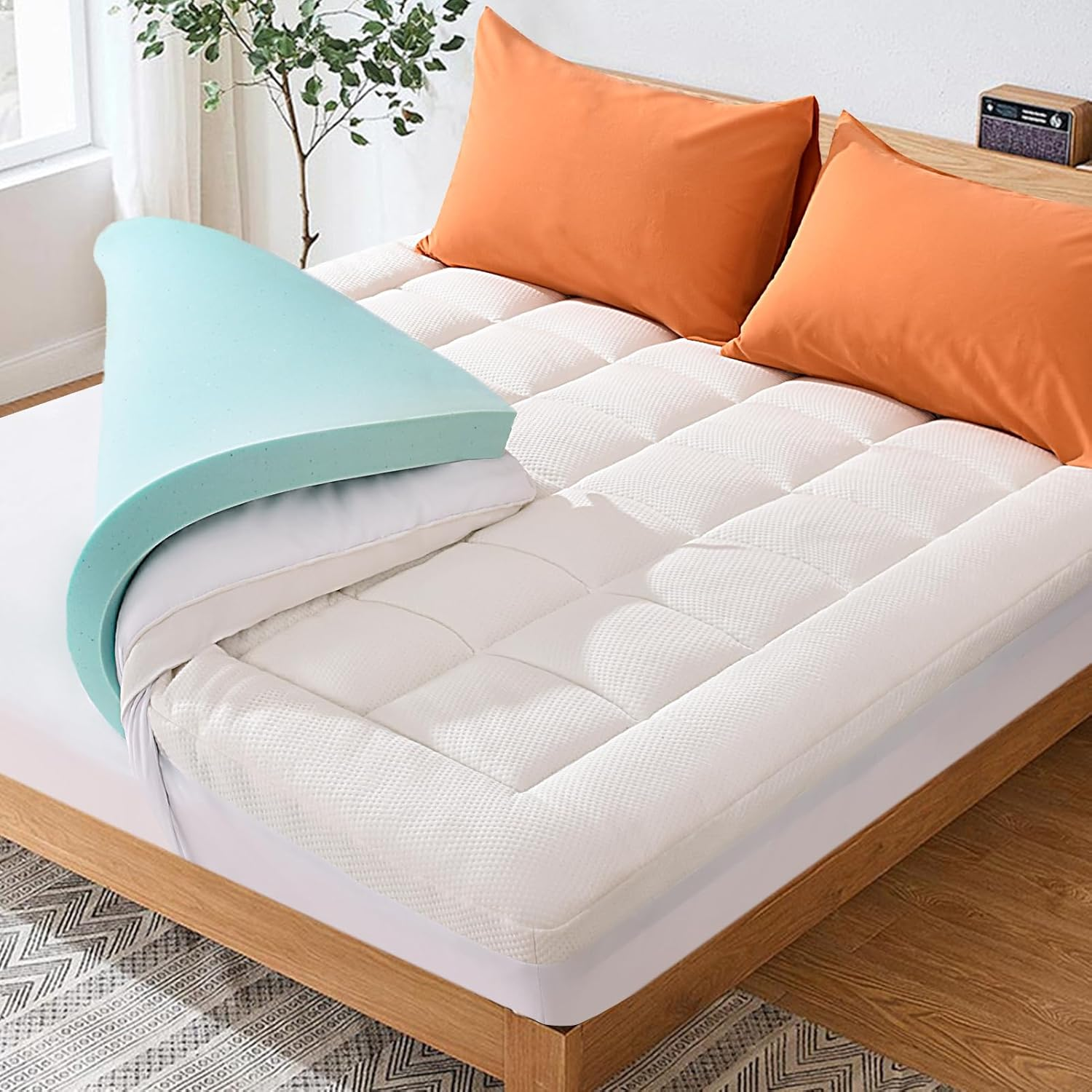 Dual Layer 3 Inch Memory Foam Mattress Topper Ultra Soft and Breathable Twin XL