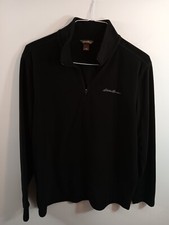 Eddie Bauer Women's Size Medium Quarter Zip Quest Pullover Fleece Black
