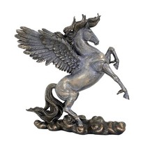 Italfama statua Pegaso cavallo alato resina bronzata finita a mano cm.28.24536