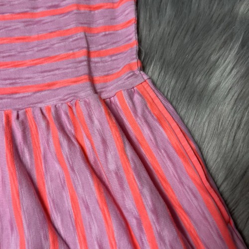 Cat & Jack Pink Neon Striped Dress Large 10/12 - Picture 7 of 8