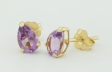 GENUINE 1.16 Cts AMETHYST EARRINGS 14k YELLOW GOLD - Free Certificate - NWT