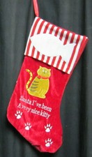 20 inch Velour Christmas Stocking Santa I've Been A Very Nice Kitty Cat