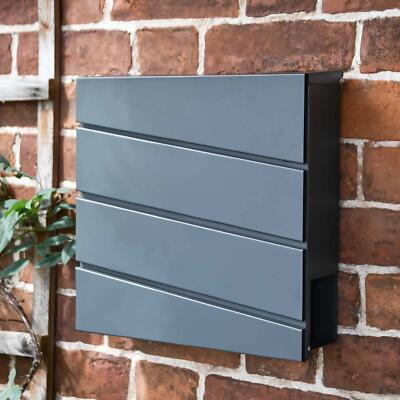 Deluxe grauer ''Cambered Trigon'' Wandbriefkasten & Zeitungshalter