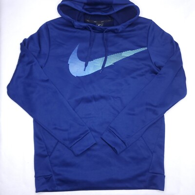 Nike Dri-Fit Hoodie Sweatshirt Mens Medium Blue Fleece Lined Big