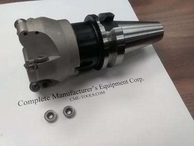 3'' face mill R200, w. 5 Sandvik RCKT1204 Round inserts, BT40 arbor#506-R200-3
