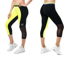 Zumba For Zumba Lovers Capri Leggings - Caution Yellow & Black ~ XS  &  L