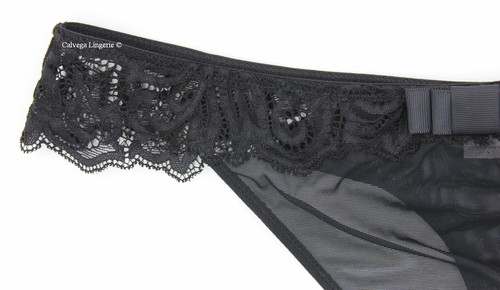 NWT FELINA 535021 "Sophia" Low Rise Mesh & Lace Thong, Black (2HH), L - Picture 2 of 5