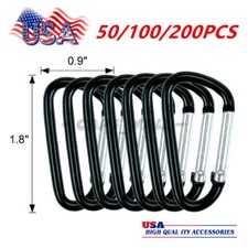 50/100/200X Aluminum Carabiner D Shape Spring Clip Snap Key Hook Keychain Buckle